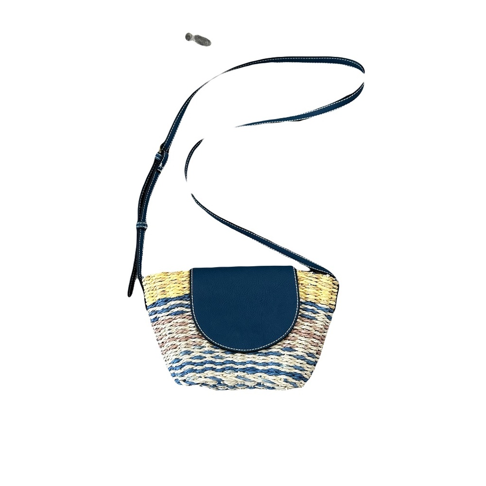Universal Thread Cross Body Bag, Straw, Color Blue, Small Bucket